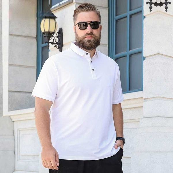 

large size men's polo shirt cotton summer 6xl husband business collar white black short sleeve plus 8xl 7xl shirt male 210707