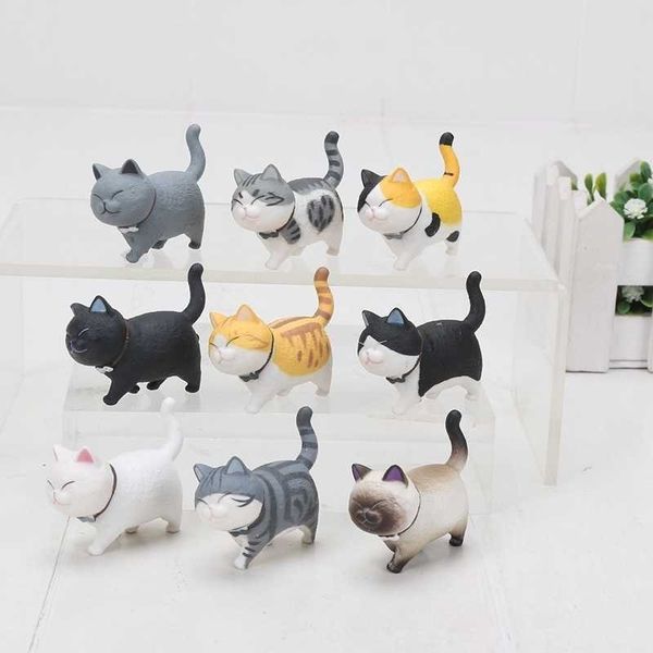 

9pcs cats toy figure creation animal cat small bell neko cats blind fund kitty hand do0