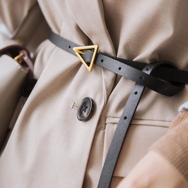 

belts genuine leather triangle belt women's decorative elastic with dress sweater suit waist simple versatile fashion girdle, Black;brown