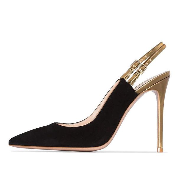 

dress shoes spring fashion banquet pointed toe straps single stiletto catwalk large size custom-made women's sandals, Black