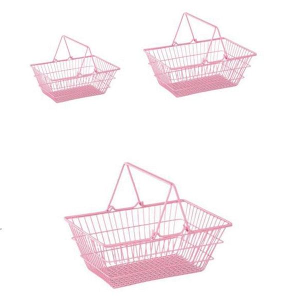 

storage baskets pink iron deskcosmetic makeup basket sundries organizer girl woman princess home decoration box