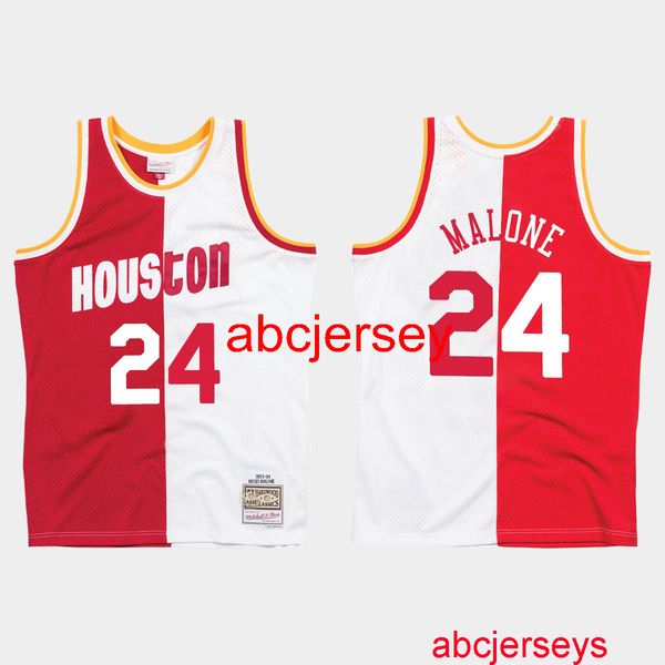 

stitched moses malone split swingman jersey white red any name number, Black