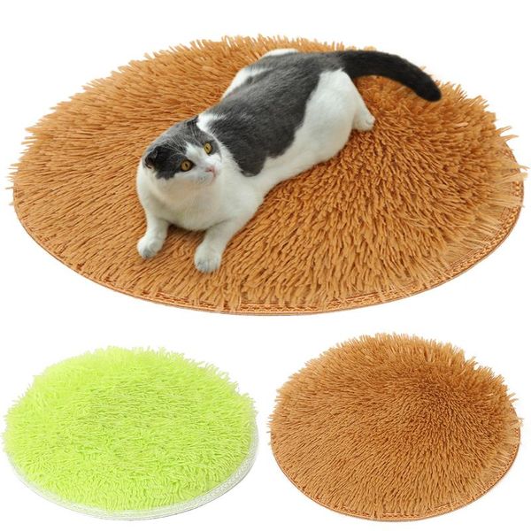 

cat beds & furniture solid color pet sleep mat round fluffy soft warm dog bed blanket pad for supplies