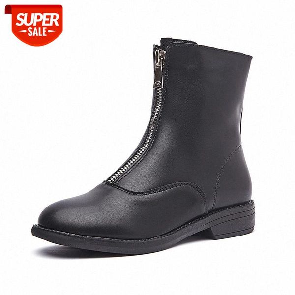 

2019 new arrival low heels ankle boots for women pu leather summer boots zip round toe gladiator punk shoes woman #sy8m, Black