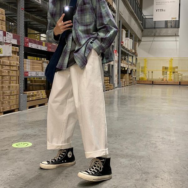 

men's pants 2021 spring summer korean style solid color washing men casual loose blue men,m-xxl, Black