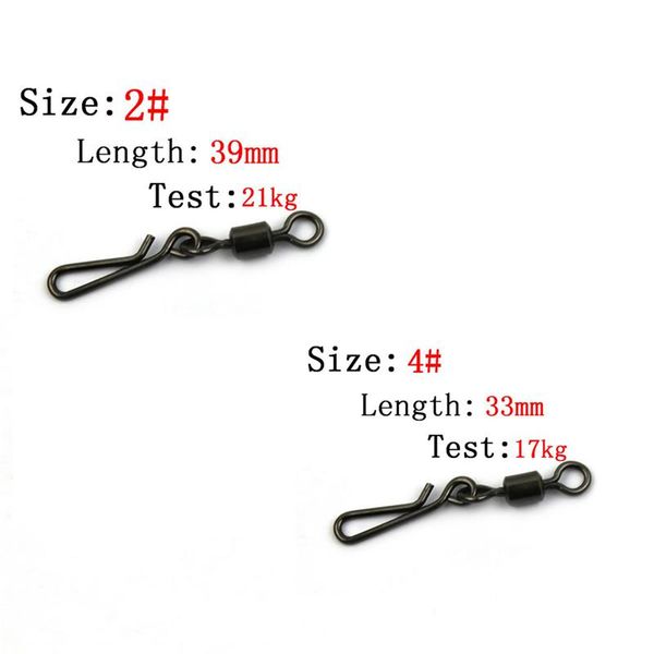 

50pcs fishing swivels rolling swivel interlock snap size hook lure connector terminal tackle swivel fishing