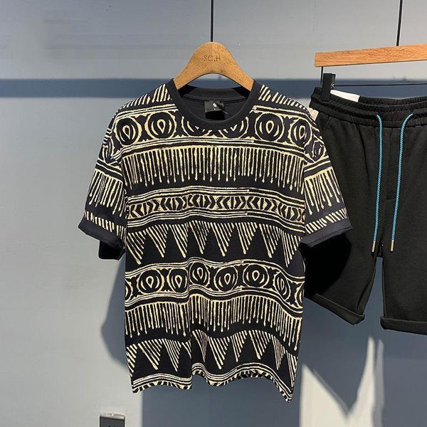 

men's t-shirts summer printed ice silk casual short sleeves, White;black