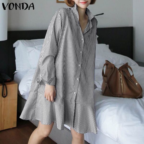 

new women striped shirt bohemian mini 2021 summer sun casual vestidos plus size femme robe sjca, Black;gray