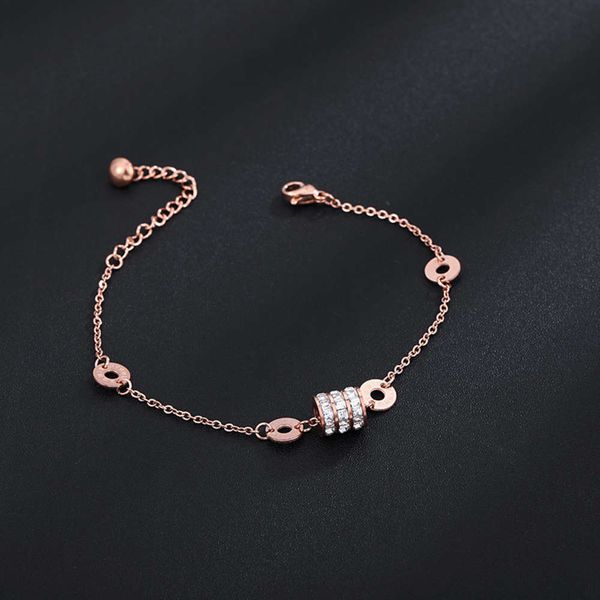 

bracelet titanium steel classic small waist bracelet women's year three row zircon rose gold bracelet lovers hand jewelry, Golden;silver