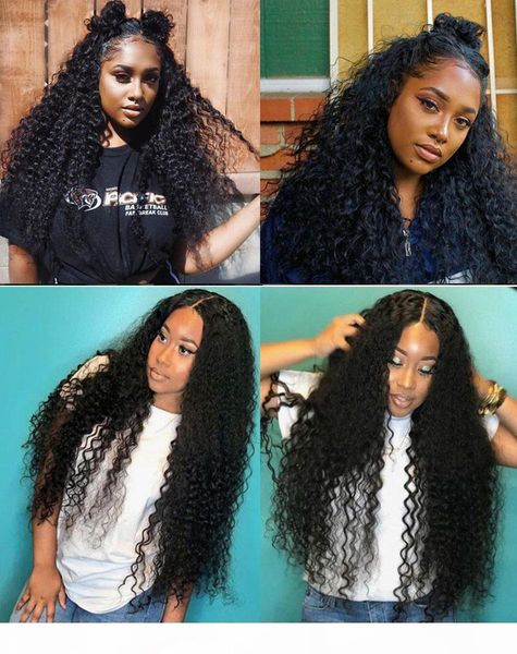 

preplucked 360 deep part lace frontal curly human hair wigs deep wave curly malaysian hair lace wigs for women black, Black;brown