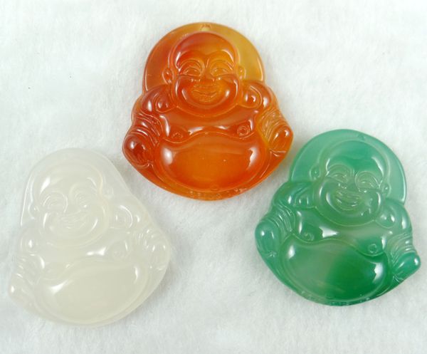 

wholesale natural onyx gem stone chalcedony carved buddha pendant for jewelry making buddha necklace accessories, Silver