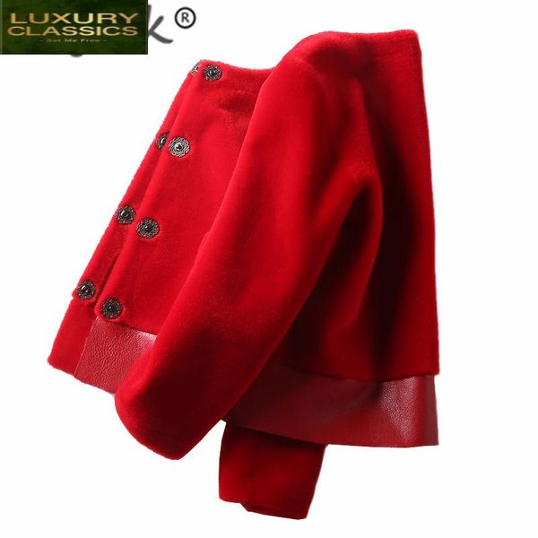 

women's fur & faux women fashion winter coat clothes 2021 korean warm sheep shearing jacket female real wool outerwear hiver y0003, Black