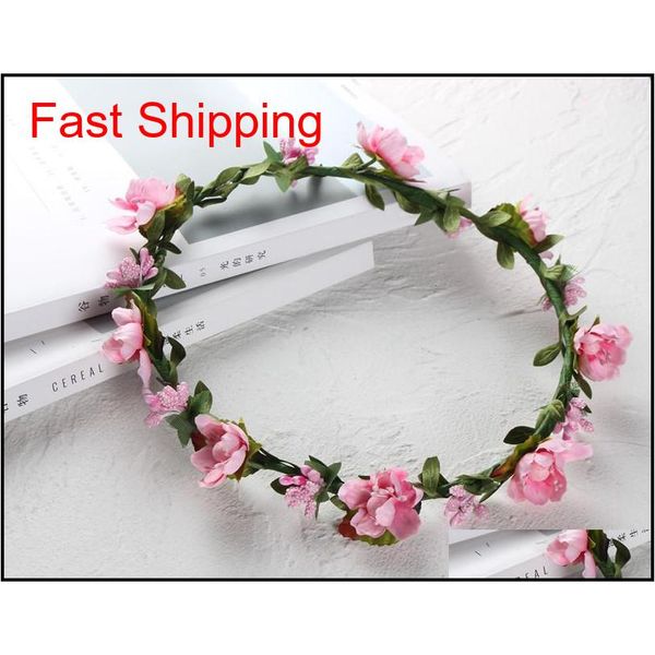 

girls sweet lovely simulation flower headband wedding princess vacation garland bohemia hair accessories for big qylzcf luckyhat, Silver