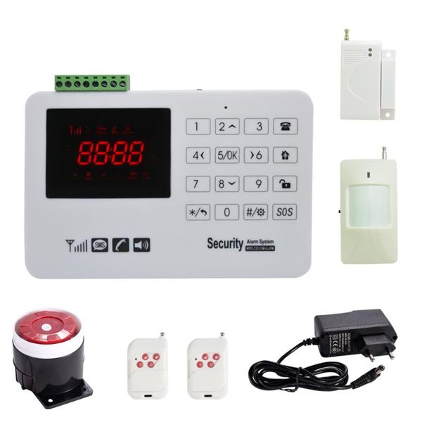 

alarm systems home security protection gsm sms wireless system pir motion detector smoke magnet door sensor siren