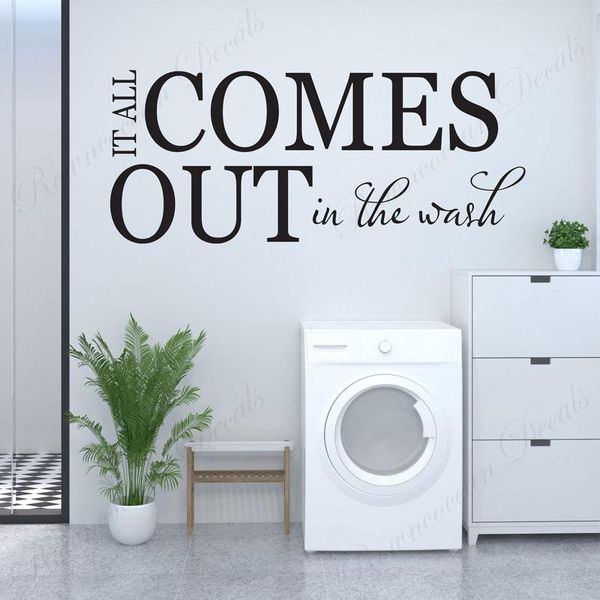 

wall stickers it all comes out in the wash quotes decal, laundry room decor, housewarming gift idea dry service 4831