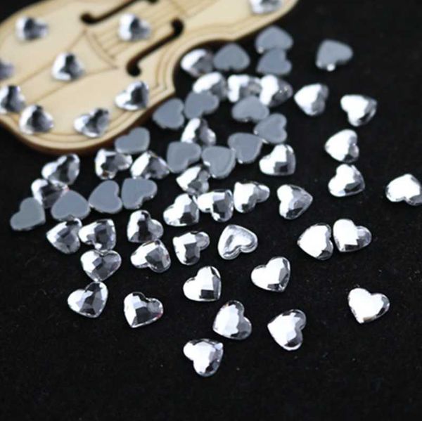 

nail art decorations 50pc/1lot heart shape crystal glass flat bottom diamond diy accessories supplies for professionals 6.0mm, Silver;gold