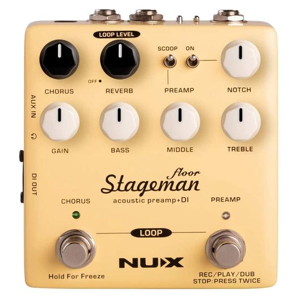 

trekking poles nux stageman floor acoustic preamp/di pedal with chorus, reverb,e and 60 seconds loop for guitar,violin,banjo