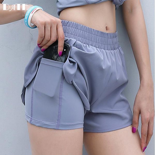 

yoga outfit sports shorts women fake two-piece loose pants quick-drying running fitness workout training sportswear phone pocket