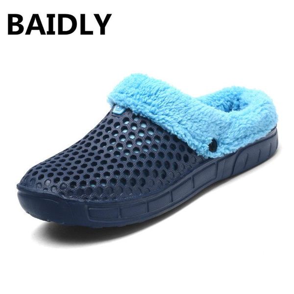 

slippers baidly winter warm fur men home indoor plush house shoes man bedroom eva female slipper, Black