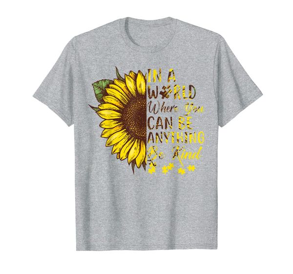 

in a world where you can be kind autism sunflower t-shirt, White;black