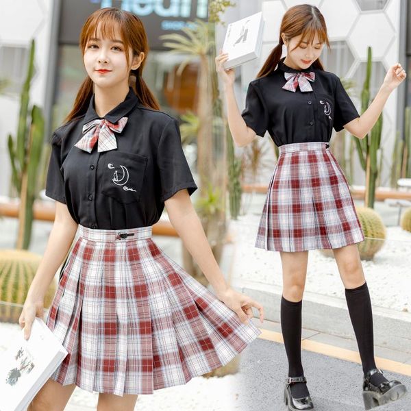 

clothing sets make goldfish kyi jk spot with uniform genuine plaid skirt pleated college students skirts wind in spring and summer, White