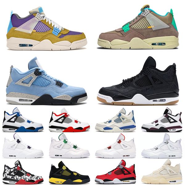 

jumpman 4 black gum men women basketball shoes 4s desert moss taupe haze white cement fire red university blue mens trainer