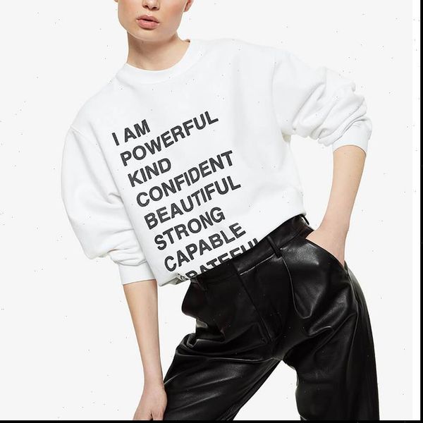 

100%cotton white france design letter printing sweatshirt women 2021 autumn elegant solid drop shoulder women fashion harajuku, Black