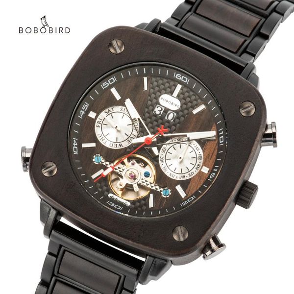 

wristwatches bobo bird men's mechanical watch for man 2021 modern wrist male watches men wood clock luxury timepieces, Slivery;brown