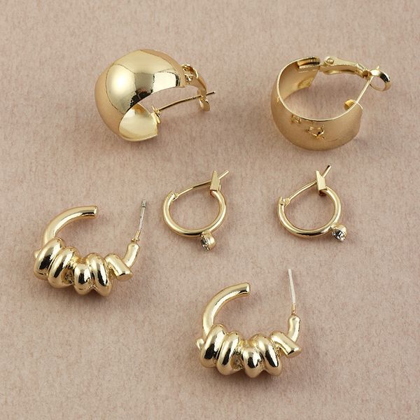 

ez3176 fashion accessories cool style metal geometric feminine temperament c-shaped earrings, Silver