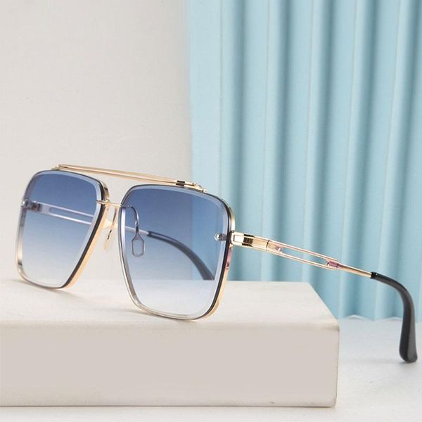 

sunglasses brand design men square women retro metal double beam trimmed lenses trendy men's driving sun glasses shades 2021, White;black