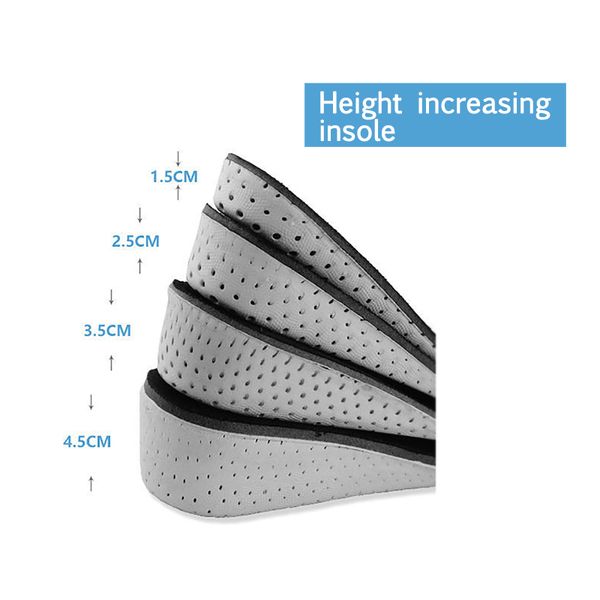 

men women memory foam increase height high half insoles shoe inserts increased height insole pads 1.5-4.5cm height, Black