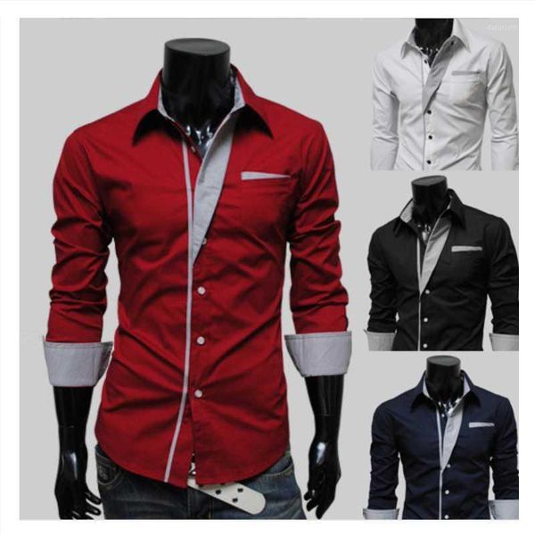 

men's casual shirts stripes decorate long-sleeved, White;black