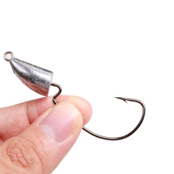 

fishing hooks 5pcs crank jig head hook 5g6g9.5g14g spoon metal sequins lead baits barbed carbon steel single soft lure
