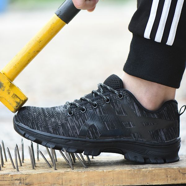 

indestructible work sneakers male safety shoes puncture-proof work shoes construction work boots men shoes zapatos de seguridad, Black
