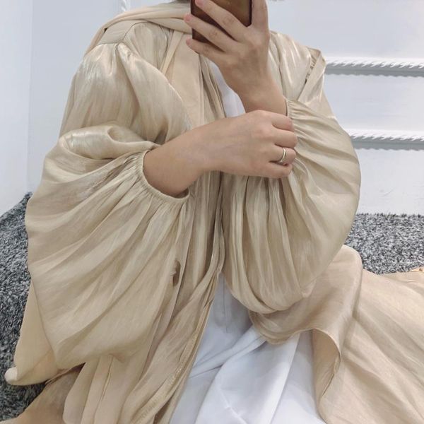 

ethnic clothing summer muslim women kimono open abaya dubai imitated silk fabric arabic islamic hijab dress turkey elegance party evening ei, Red