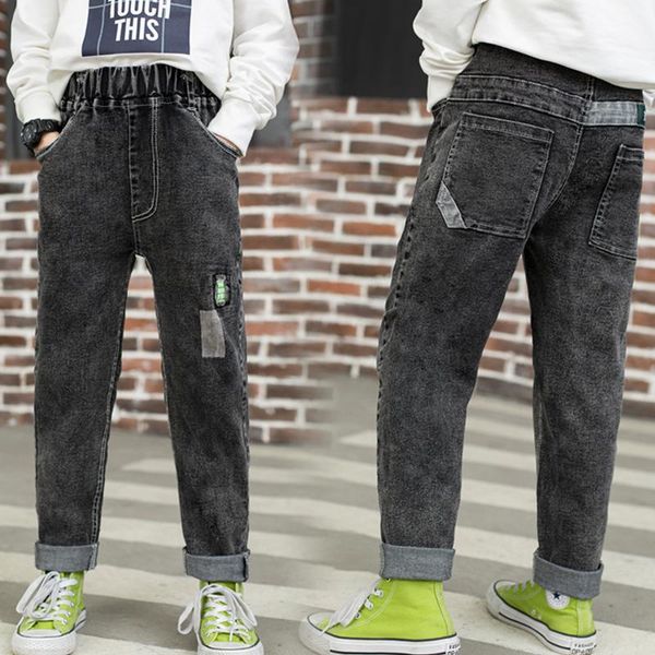 

new arrival boys jeans fashion toddler baby denim trousers grey letter print pants for teenage 4 8 12 13years kids clothes 2021, Blue