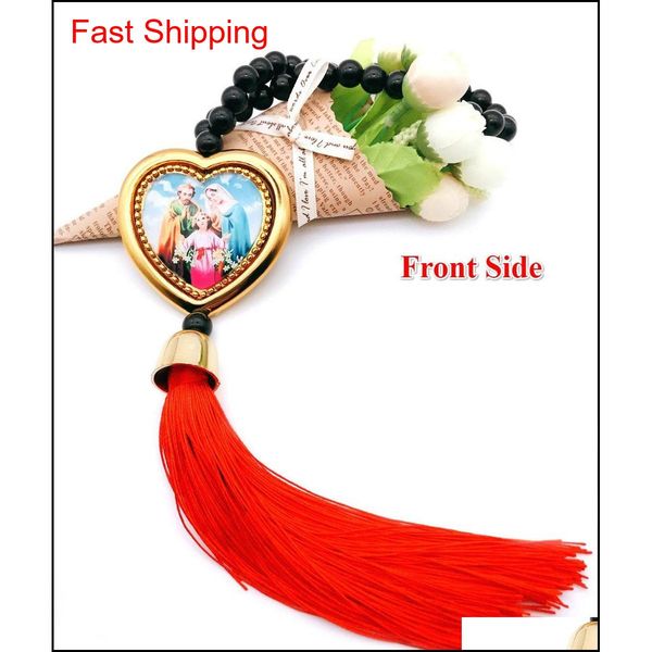 

religious accessories car interior rear-view mirror decorative heart shape enamel jesus red long tassel hanging pen jllavj bdesybag, Silver