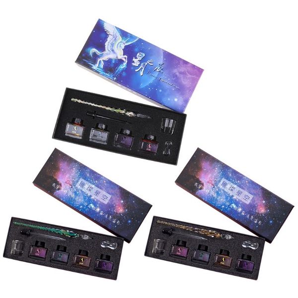 

fountain pens y8ac starry sky glass dip pen set calligraphy signature writing draw