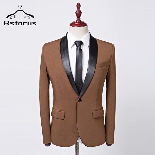 

rsfocus royal blue pink brown blazer men 2021 fashion shawl collar 5xl mens blazers casual suit jacket dj prom stage wear xz202 men's s, White;black