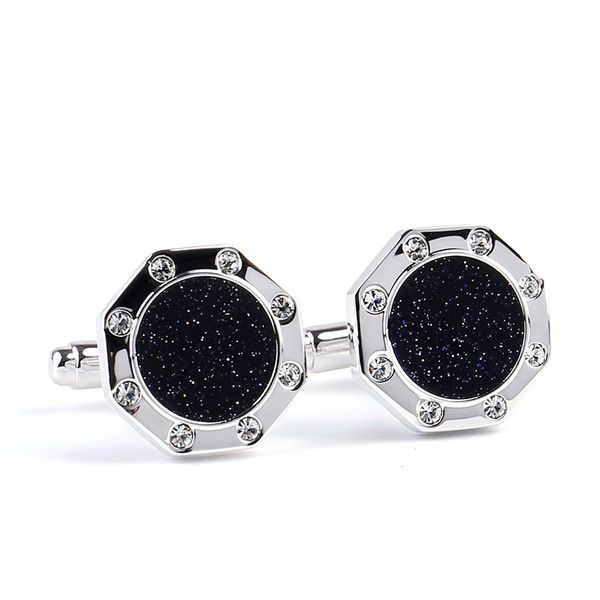 

men's cufflinks new exquisite starry sky stone inlaid crystal cufflinks shirt cufflinks decorative buttons charm men gift jewelr b1204, Silver