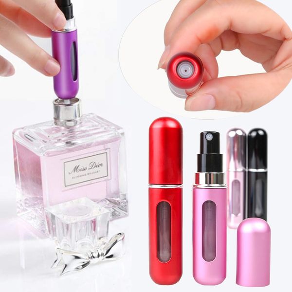

5ml perfume bottle refillable mini spray bottles aluminum scent pump atomizer portable travel cosmetic container