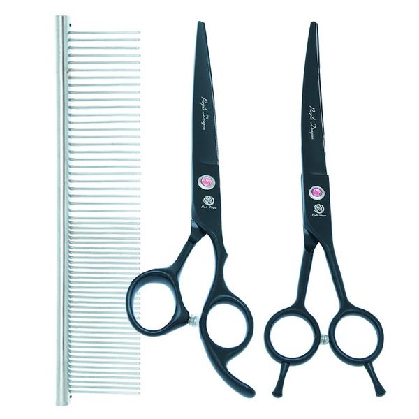 

hair scissors purple dragon 7 inch pet clippers straight curved animals cutting thinning shears japan steel dog grooming b0034b