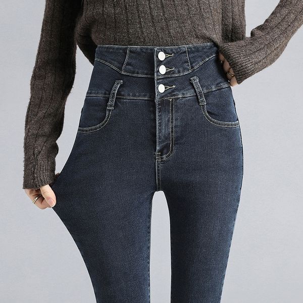

jeans korean high waisted in spring 2021, Blue
