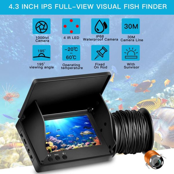 

fish finder hd underwater 30m fishing camera rechargeable water depth sounder instrument
