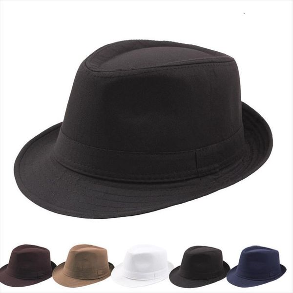 

spring summer solid color mens jazz hat outdoor cloth stage cap fedora, Blue;gray