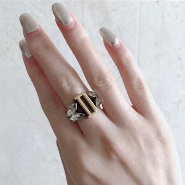 

premium outlet 70% off old brass diamond letter ring multi layer index finger middle versatile female, Silver