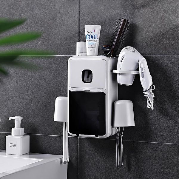 

bath accessory set automatic toothpaste dispenser wall mounted bathroom accessories storage rack multifunction toothbrush holder bb50