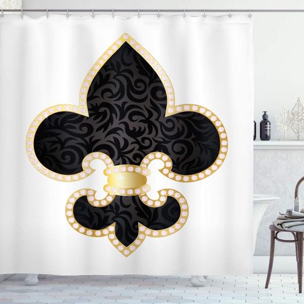 

shower curtains fleur de lis curtain royal lily france empire family insignia design image bathroom decor set with hooks 70" long yello