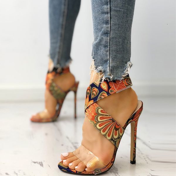 

2021 new pumps fashion women summer heels shoes open toe cross strap retro high heel sandals 2fev, Black