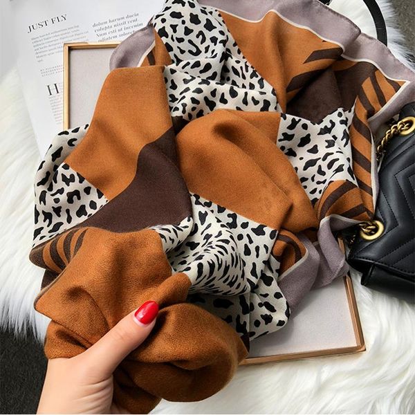 

scarves 2021 designer brand women scarf leopard print cotton large size pashmina lady shawls winter warm animal pattern foulard hijabs, Blue;gray